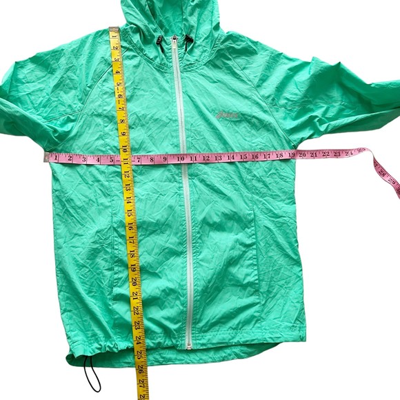 Asics Womens Full Zip Hooded Running Rain Jacket Windbreaker Teal Mint Green, Sm - Picture 13 of 13